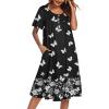 Ekouaer House Dress for Women with Pockets Short Sleeve Moo Moos Plus Size Nightgowns Floral Print Mumu Dresses(Butterfly Black)