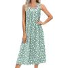 Green White Florals