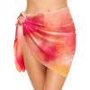 Ekouaer Women’s Short Sarongs Chiffon Cover Ups Sheer Bikini Wraps for Swimwear S-3XL(Orange Red Tie Dye)
