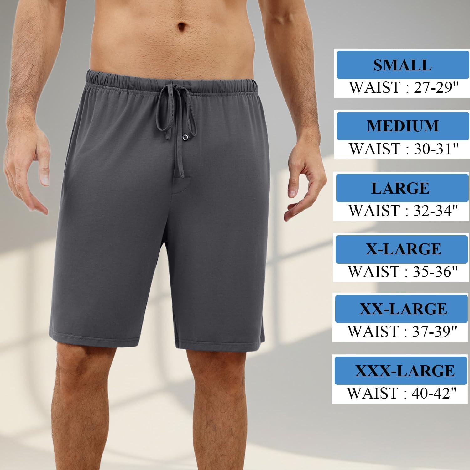 imageEkouaer Mens Pajama Shorts Bamboo Rayon Pj Bottoms Soft Sleep Shorts Soft Drawstring Loungewear With Pockets 2 Pack S3XL01 Formal Grey and Blue