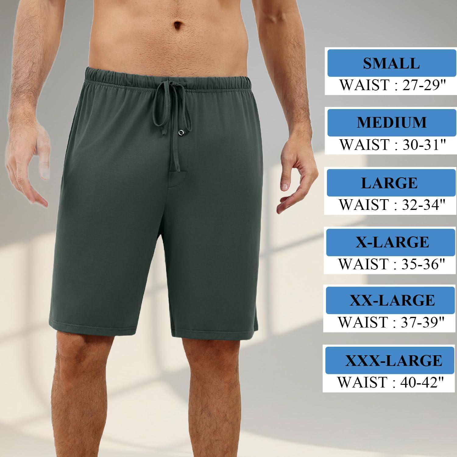 imageEkouaer Mens Pajama Shorts Bamboo Rayon Pj Bottoms Soft Sleep Shorts Soft Drawstring Loungewear With Pockets 2 Pack S3XLBlack and Blue2 Pcs