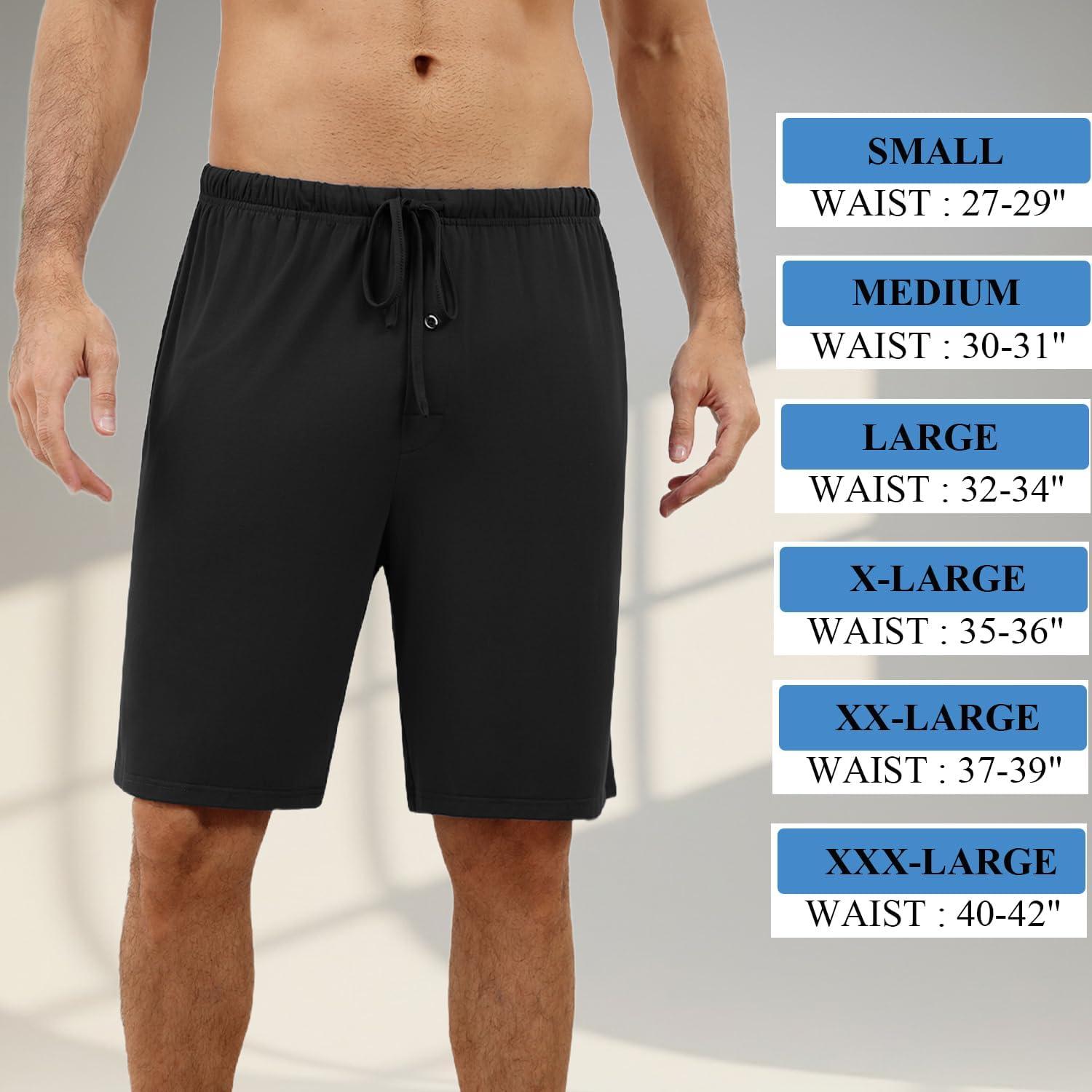imageEkouaer Mens Pajama Shorts Bamboo Rayon Pj Bottoms Soft Sleep Shorts Soft Drawstring Loungewear With Pockets 2 Pack S3XLBlack and Red2 Pcs