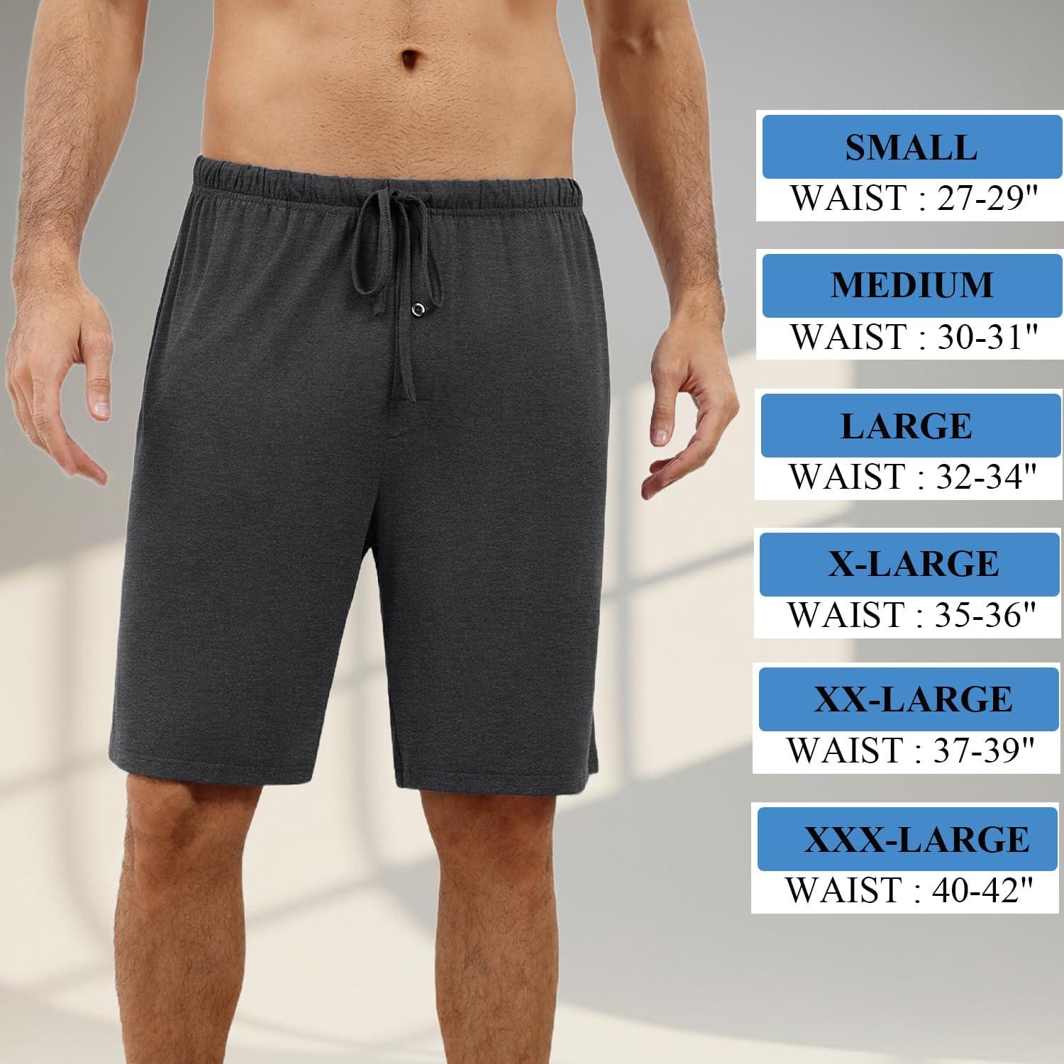 imageEkouaer Mens Pajama Shorts Bamboo Rayon Pj Bottoms Soft Sleep Shorts Soft Drawstring Loungewear With Pockets 2 Pack S3XLBlue and Navy Blue2 Pcs