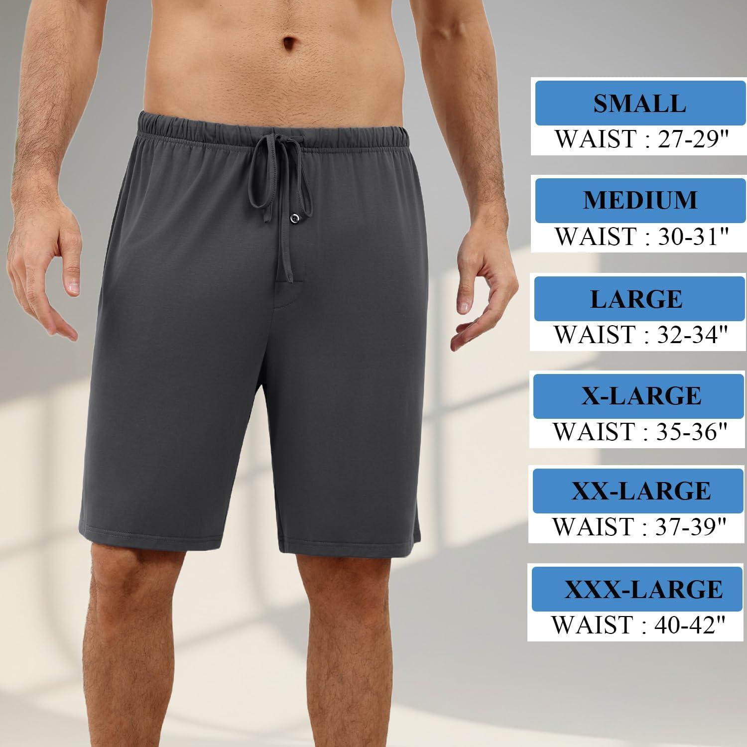 imageEkouaer Mens Pajama Shorts Bamboo Rayon Pj Bottoms Soft Sleep Shorts Soft Drawstring Loungewear With Pockets 2 Pack S3XLDark Grey and Army Green2 Pcs