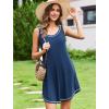 Ekouaer Nightgowns for Women Bamboo Viscose Night Gown Sleeveless Sleepshirt Chemise Sleepwear Tank Sleep Dress S-3XL(Navy)