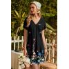 Ekouaer Nightgowns for Women V Neck Sleepshirt Short Sleeve Nightdress Lace Trim Night Gown House Dress with Pockets(Black Flowers)