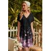 Ekouaer Nightgowns for Women V Neck Sleepshirt Short Sleeve Nightdress Lace Trim Night Gown House Dress with Pockets(Black Sakura)