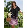 Ekouaer Nightgowns for Women V Neck Sleepshirt Short Sleeve Nightdress Lace Trim Night Gown House Dress with Pockets(Black Sakura)