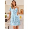 Ekouaer Nightgowns for Women V Neck Sleepshirt Short Sleeve Nightdress Lace Trim Night Gown House Dress with Pockets(Blue Floral)
