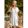 Ekouaer Nightgowns for Women V Neck Sleepshirt Short Sleeve Nightdress Lace Trim Night Gown House Dress with Pockets(Colorful Flowers)