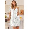 Ekouaer Nightgowns for Women V Neck Sleepshirt Short Sleeve Nightdress Lace Trim Night Gown House Dress with Pockets(Colorful Flowers)