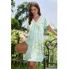 Ekouaer Nightgowns for Women V Neck Sleepshirt Short Sleeve Nightdress Lace Trim Night Gown House Dress with Pockets(Green Daisy)