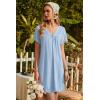 Ekouaer Nightgowns for Women V Neck Sleepshirt Short Sleeve Nightdress Lace Trim Night Gown House Dress with Pockets(Light Blue)