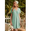 Ekouaer Nightgowns for Women V Neck Sleepshirt Short Sleeve Nightdress Lace Trim Night Gown House Dress with Pockets(Light Green)