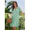 Ekouaer Nightgowns for Women V Neck Sleepshirt Short Sleeve Nightdress Lace Trim Night Gown House Dress with Pockets(Light Green)