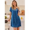 Ekouaer Nightgowns for Women V Neck Sleepshirt Short Sleeve Nightdress Lace Trim Night Gown House Dress with Pockets(Puppy Pawprints)