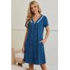 Ekouaer Nightgowns for Women V Neck Sleepshirt Short Sleeve Nightdress Lace Trim Night Gown House Dress with Pockets(Puppy Pawprints)