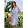 Ekouaer Nightgowns for Women V Neck Sleepshirt Short Sleeve Nightdress Lace Trim Night Gown House Dress with Pockets(Purple Dots)