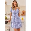 Ekouaer Nightgowns for Women V Neck Sleepshirt Short Sleeve Nightdress Lace Trim Night Gown House Dress with Pockets(Purple Dots)