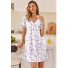 Ekouaer Nightgowns for Women V Neck Sleepshirt Short Sleeve Nightdress Lace Trim Night Gown House Dress with Pockets(Purple Floral)