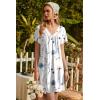 Ekouaer Nightgowns for Women V Neck Sleepshirt Short Sleeve Nightdress Lace Trim Night Gown House Dress with Pockets(White Flowers)