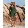 Ekouaer Swimsuit Coverup for Women Crochet Beach Cover Up Hollow Out Long Sleeve Cover Ups 2026 Summer Vacation Outfits(Army Green)