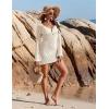 Ekouaer Swimsuit Coverup for Women Crochet Beach Cover Up Hollow Out Long Sleeve Cover Ups 2026 Summer Vacation Outfits(Beige)
