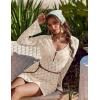 Ekouaer Swimsuit Coverup for Women Crochet Beach Cover Up Hollow Out Long Sleeve Cover Ups 2026 Summer Vacation Outfits(Beige)