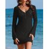 Ekouaer Swimsuit Coverup for Women Crochet Beach Cover Up Hollow Out Long Sleeve Cover Ups 2026 Summer Vacation Outfits(Black)