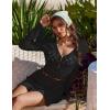 Ekouaer Swimsuit Coverup for Women Crochet Beach Cover Up Hollow Out Long Sleeve Cover Ups 2026 Summer Vacation Outfits(Black)