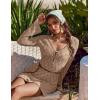 Ekouaer Swimsuit Coverup for Women Crochet Beach Cover Up Hollow Out Long Sleeve Cover Ups 2026 Summer Vacation Outfits(Khaki)