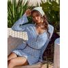 Ekouaer Swimsuit Coverup for Women Crochet Beach Cover Up Hollow Out Long Sleeve Cover Ups 2026 Summer Vacation Outfits(Light Blue)