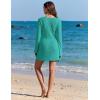 Ekouaer Swimsuit Coverup for Women Crochet Beach Cover Up Hollow Out Long Sleeve Cover Ups 2026 Summer Vacation Outfits(Turquoise)