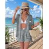 Ekouaer Two Piece Sets for Women Summer Y2K Shirt and Shorts Beach Vacation Cruise Outfits Travel Sweatsuits Lounge Set(Black White Plaid)