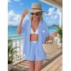 Ekouaer Two Piece Sets for Women Summer Y2K Shirt and Shorts Beach Vacation Cruise Outfits Travel Sweatsuits Lounge Set(Sky Blue)