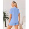 Ekouaer Viscose from Bamboo Women Pajama Sets Button Up Cooling Pjs Short Sleeve Ruffle Sleepwear 2 Piece Lounge Shorts Set(Blue)