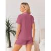 Ekouaer Viscose from Bamboo Women Pajama Sets Button Up Cooling Pjs Short Sleeve Ruffle Sleepwear 2 Piece Lounge Shorts Set(Dark Pink)