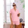 Ekouaer Viscose from Bamboo Women Pajama Sets Button Up Cooling Pjs Short Sleeve Ruffle Sleepwear 2 Piece Lounge Shorts Set(Light Pink)