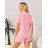 Ekouaer Viscose from Bamboo Women Pajama Sets Button Up Cooling Pjs Short Sleeve Ruffle Sleepwear 2 Piece Lounge Shorts Set(Light Pink)
