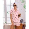 Ekouaer Viscose from Bamboo Women Pajama Sets Button Up Cooling Pjs Short Sleeve Ruffle Sleepwear 2 Piece Lounge Shorts Set(Pink Bow)