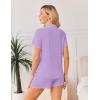 Ekouaer Viscose from Bamboo Women Pajama Sets Button Up Cooling Pjs Short Sleeve Ruffle Sleepwear 2 Piece Lounge Shorts Set(Purple)