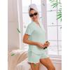 Ekouaer Viscose from Bamboo Women Pajama Sets Button Up Cooling Pjs Short Sleeve Ruffle Sleepwear 2 Piece Lounge Shorts Set(Sage Green)