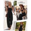 Ekouaer Womens Casual Jumpsuits Summer Boho Outfits Printed Smocked Wide Leg Vacation Jumper With Pockets S-XXL(Black)