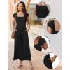 Ekouaer Womens Casual Jumpsuits Summer Boho Outfits Printed Smocked Wide Leg Vacation Jumper With Pockets S-XXL(Black)