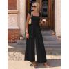 Ekouaer Womens Casual Jumpsuits Summer Boho Outfits Printed Smocked Wide Leg Vacation Jumper With Pockets S-XXL(Black)