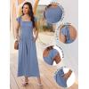 Ekouaer Womens Casual Jumpsuits Summer Boho Outfits Printed Smocked Wide Leg Vacation Jumper With Pockets S-XXL(Blue)