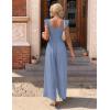 Ekouaer Womens Casual Jumpsuits Summer Boho Outfits Printed Smocked Wide Leg Vacation Jumper With Pockets S-XXL(Blue)