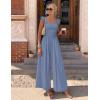 Ekouaer Womens Casual Jumpsuits Summer Boho Outfits Printed Smocked Wide Leg Vacation Jumper With Pockets S-XXL(Blue)
