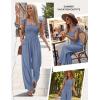 Ekouaer Womens Casual Jumpsuits Summer Boho Outfits Printed Smocked Wide Leg Vacation Jumper With Pockets S-XXL(Blue)