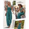 Ekouaer Womens Casual Jumpsuits Summer Boho Outfits Printed Smocked Wide Leg Vacation Jumper With Pockets S-XXL(Green Floral)